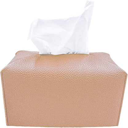 Carrotez Tissue Box Cover, [Refined] Modern PU Leather Rectangular Tissue Box Holder - Decorative Holder/Organizer for Bathroom Vanity Countertop, Night Stands, Office Desk 9.5"X5"X5" - Peach Pink by Carrotez
