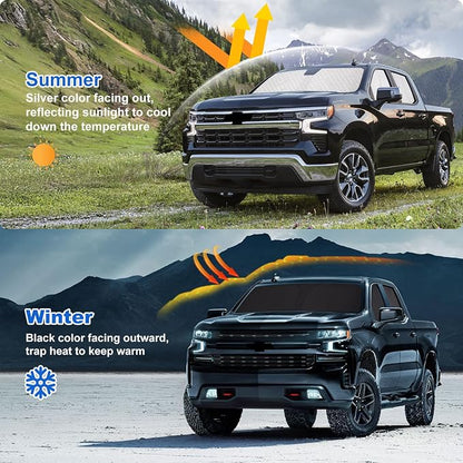 XCBYT 2019–2026 GMC Sierra 1500 & Silverado 1500 Crew Cab Window Shades | Keeps your car cool and 100% dark. Perfect for car camping, sleeping, lunch breaks, or protecting pets in hot climates - Image 6