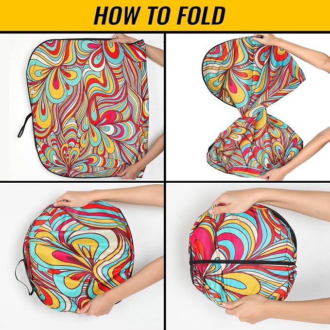 Car Windshield Sun Shade, Foldable Reflective UV Front Sunshade | 57" x 31", Sun Visor Blocks UV Rays & Keep Cool for Cars Interior, Fits Sedans, SUVs & Trucks, Foldable & Easy Storage - Image 4