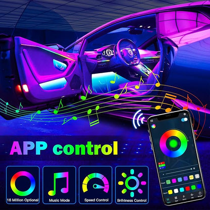 Dreamcolor 6 in 1 Car LED Strip Lights with APP Control and 213 Color Modes, Neon Ambient Lighting Kits - Image 4