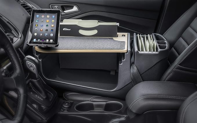 AutoExec AE-FMEF-PI-TAB-11M Efficiency FileMaster Car Desk for Your Vehicle Workstation and Mobile Office, Natural with 400 watt Power Inverter and Tablet Mount | Vehicle Workstation, Mobile Office, 400 Watt Power Inverter, Tablet Mount - Image 2