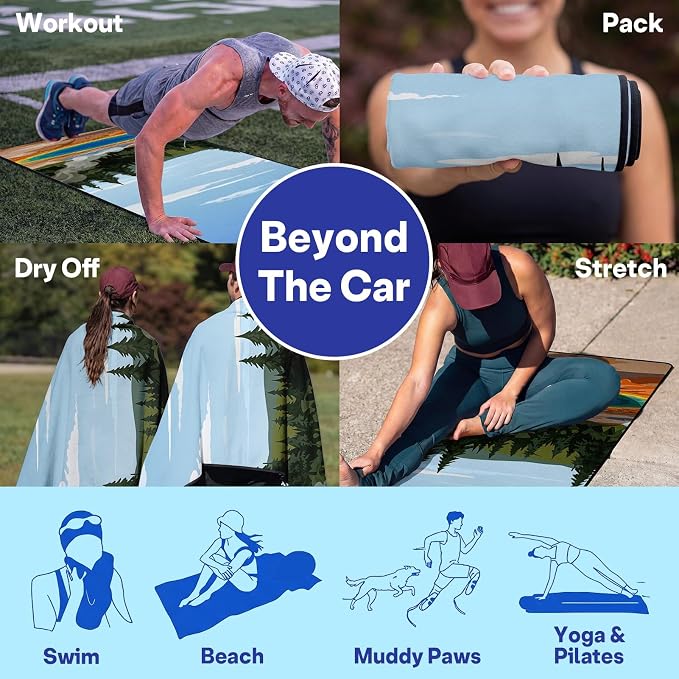 2 Pack Car Seat Towel Covers for Gym, Front Seats, Hot Spring | Gym Hot Sweat Protector for Front Seats Premium Thickened with Elastic Strap Breathable & Quick Dry Machine Washable Running - Image 7