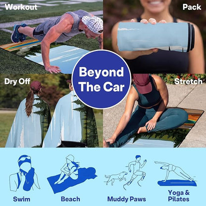 2 Pack Car Seat Towel Covers for Gym, Front Seats, Hot Spring | Gym Hot Sweat Protector for Front Seats Premium Thickened with Elastic Strap Breathable & Quick Dry Machine Washable Running - Image 7