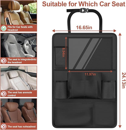 Backseat Car Organizer with Tablet Charging Port for Kids Travel | Waterproof & Stain-Resistant Fabric, Kick Protect Seats from Dirt/Scuffs, Adjustable Straps, Easy to Clean, Quick-Install - Image 3