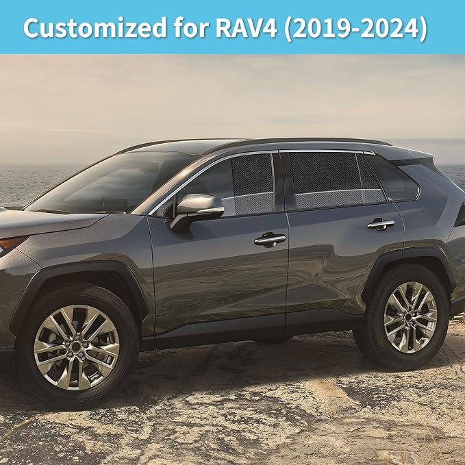RAV4(2019-2024) Rear Side Window Shades - 2pcs Accessories for Baby | Breathable Mesh Car Privacy Window Covers, UV Protection and Heat Insulation for Road Trips, Napping, Camping - Image 2