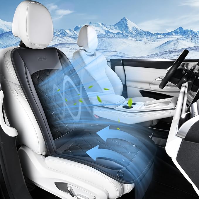 Coverado Cooling Car Seat Cover, 12V-24V Ventilated Front Seat Cushion for Car, 3-Speed Adjustable Seat Cover for Summer Driving Seat, Universal Fit for Car SUV Truck Van by COVERADOAUTO