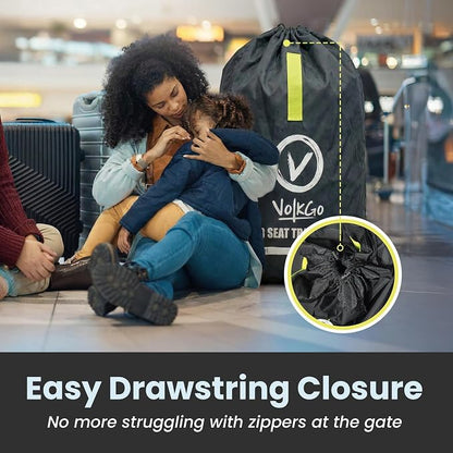 Car Seat Travel Bag for Air Travel - Large Bag for Airplane, Durable & Water-Resistant Protector with Pouch - Universal Size (Black) - Image 5