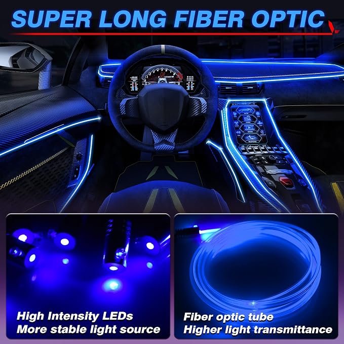 MICTUNING 8 in 1 RGB Interior Car LED Strip Lights, APP and Remote Control | Sound Active & Music Sync Mode, 16 Million Colors & 29 Dynamic Modes, Adjust Brightness, 400-Inch Fiber Optic - Image 4