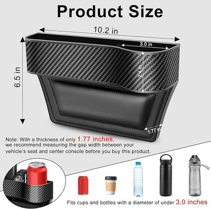 Car Seat Gap Filler Organizer, 2 Pack Car Console Organizer with Cup Holder | Auto Console Side Storage Box with 2 Seat Hooks, Car Organizer Front Seat for Drink, Phones, Keys, Fit for Car SUV Truck - Image 4
