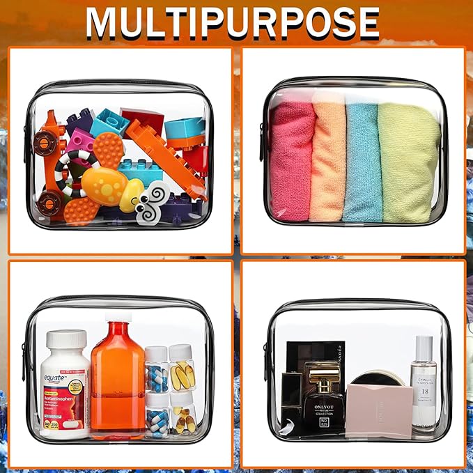18 Pieces Clear Cosmetics Bag Bulk, TSA Approved Toiletry Bag for Travel, Clear Zippered Cosmetic Makeup Pouch, Waterproof Vinyl Plastic Organizer Case for Vacation Bathroom (Small) - Image 4