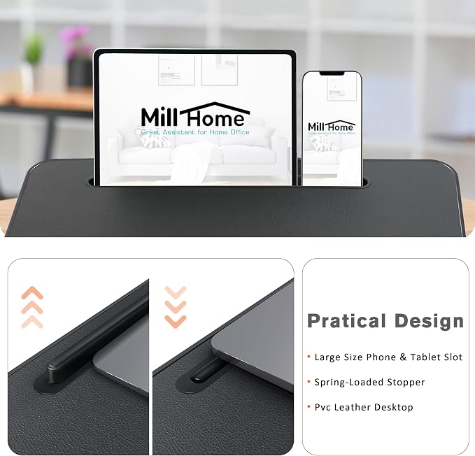 Lap Desk with Cushion, Fits up to 17 inch Laptop, Pillow Designed, Portable Laptop Stand with Tray, Pad & Phone Holder, Home Office for Bed/Couch/Car/Reading/Writing,MillHome (Black) - Image 7