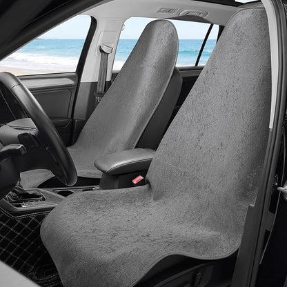 Waterproof Car Seat Cover Full Sets Interior Sets Universal Fits Car Sweat Towel for Trucks SUV Van Car Seat Protector Grey Protector Cloth Seats Pack of 3 - Image 3