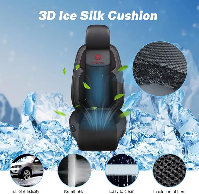 Cooling Car Seat Cushion Front Seat,12V&24V Cooling Seat Cover for Cars with 10 Fans,Cooled Seat Cover for Car SUV Truck Universal Fit (Black) - Image 3