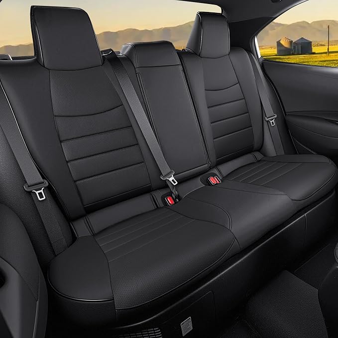 HKZ Corolla Seat Covers Custom Fit for Toyota Corolla 2020 2021 2022 Hybird LE & 2023 2024 2025 2026 Hybrid XLE Leather Car Seat Cover, 5 Seats Full Set (Black) - Image 2