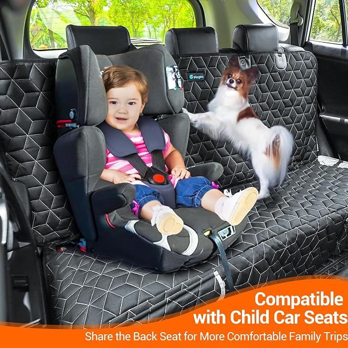 Meginc Dog Car Seat Cover-Waterproof Bench Back Seat Protector for SUV&Cars | Heavy-Duty Oxford Rear Seat Cover for Pet Hair, Spills, Velcro Openings, Non-slip, Scratch-Resistant, Machine Washable - Image 5