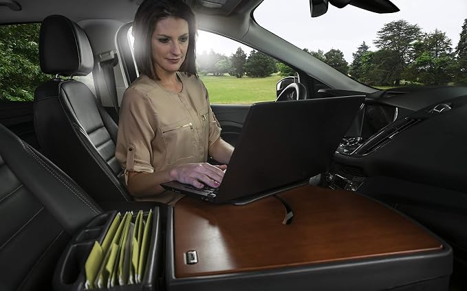 AutoExec AE-RMCD-PI-21M Roadmaster Car Desk for Your Vehicle Workstation and Mobile Office, Mahogany with 400 watt Power Inverter | Vehicle Workstation, Mobile Office, 400 Watt Power Inverter - Image 3