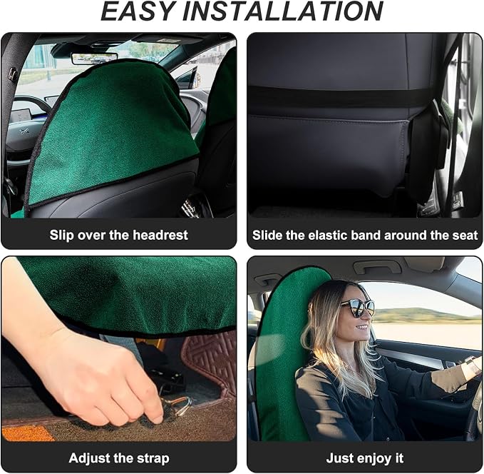 Waterproof Sweating Car Seat Cover for Post Gym Workout, Running, Swimming, Beach and Hiking, Universal Fit Non-Slip Bucket Seat Protector for Cars SUV Trucks, Machine Washable (Green) - Image 2