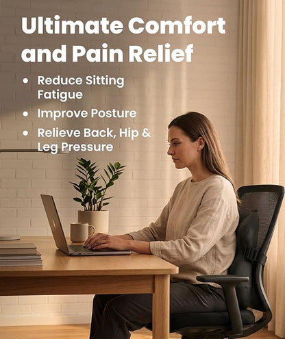 Everlasting Comfort The Original Lumbar Support Pillow for Office Chair - Improves Posture, Promotes Back Pain Relief - Superior Back Support for Gaming and Desk Chairs - Lumbar Pillow for Car, Couch - Image 2