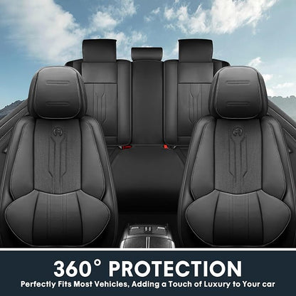 AOOG Car Seat Covers Custom Fit for Ford F150 2009-2026, Faux Leather Seat Cover Set for 2017-2025 F250 F350 F450, Accomodating Regular Cab Super Cab Super Crew Pickup Truck Cushions(Black, Full Set) - Image 5