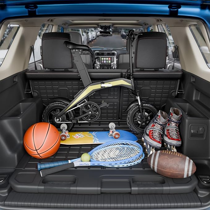 Rongtaod Cargo Mat & Backrest Mats for 2010-2024 Toyota 4Runner 5 Seats | with Sliding Tray, Trunk Mat Cargo Liner TPE All Weather Back Seat Cover Protector 2023 4 Runner Accessories - Image 6