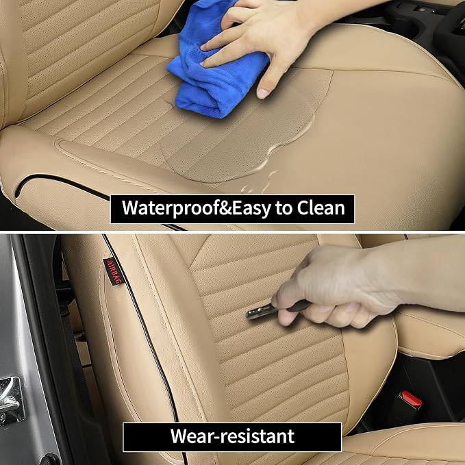 EKR Car Seat Covers for Subaru Forester 2026(Only Base),Full Set | Custom Fit for Subaru Forester 2026 Base,Factory-Style Interior Upgrade,Easy-Wipe Protection,Faux Leather(Beige) - Image 4