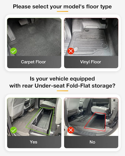 3W Floor Mats for Ford F250 F350 F450 F550 2017-2025 2026 Super Duty | Crew Cab Bucket Seat with Under Seat Storage, All Weather TPE Custom Fit F 250 Floor Liner(Not for Vinyl Floor), Upgraded - Image 3