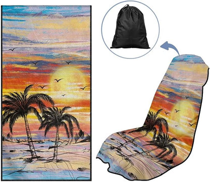 SEANATIVE Seat Cover Universal Car Sport Towel Seat Cushion Sweat-Absorbent Towel Cloth Suitable for All Seasons Sunset Coconut Tree Beach Seat Cover Washable - Image 5