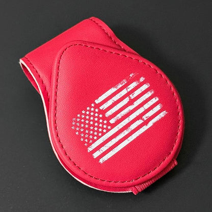 American Flag - Car Sunglass Holder, Magnetic Leather Eyeglass Hanger Mount Clip Holder for Car Visor Accessories (Red) | Magnetic Leather - Image 6