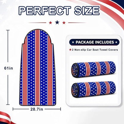 Car Seat Towel Cover 2 Pack for Front Seats, Sweat Absorbent Car Seat Protector with Non-Slip Backing, Waterproof Towel Car Seat Covers for Runners, Gym, Swimming, Beach, American Flag Stripe - Image 7
