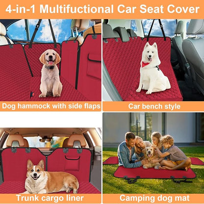 Mancro Dog Car Seat Cover, Waterproof Back Seat Pet Cover for Dogs, Red | 600D Heavy Duty, Scratch-Resistant Back Seat Pet Cover for Dogs with PVE Nonslip Underside, Fits for Sedan, Trucks and SUVs - Image 4