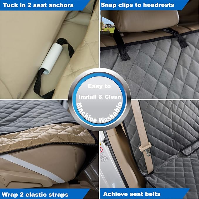 VIEWPETS Bench Car Seat Cover Protector, Waterproof Heavy-Duty, Grey | Nonslip Dog Back Seat Cover Protect from Mud, Spills, Scratches, Machine Washable, Universal Fit for Vehicles, Trucks&SUVs - Image 6