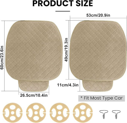 surpassme Comfortable Car Seat Covers Universal Front Seat Covers for Car Accessories with Storage Pockets, Padded Car Interior Covers for Automotive, SUV, Truck, and Van(Khaki) - Image 3