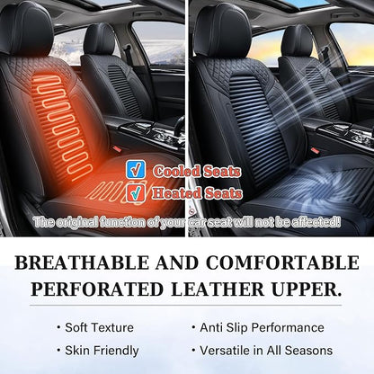 Coverado Car Seat Covers Full Set, Leather Seat Covers for Cars, Waterproof Front and Rear Automotive Seat Cover Car Accessories Universal Fit for Most Cars SUV Trucks(Black) - Image 6