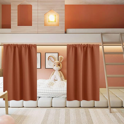 RYB HOME Half Curtain Tiers 36 inch Length, Rod Pocket | Short Blackout Curtains for Small Window,Thermal Insulated,Privacy ,Energy Efficient,W34 x L36,Burnt Orange,2 Panels by RYBHOME