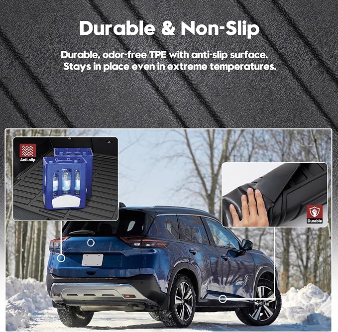 T TGBROS Floor Mats for Nissan Rogue 2021-2026 (Not for Sport) with Door Sill Protector, All Weather TPE Floor Liner Set Front Rear Mats Trunk Cargo Liner Door Entry Guard Full Set 8PCS - Image 4