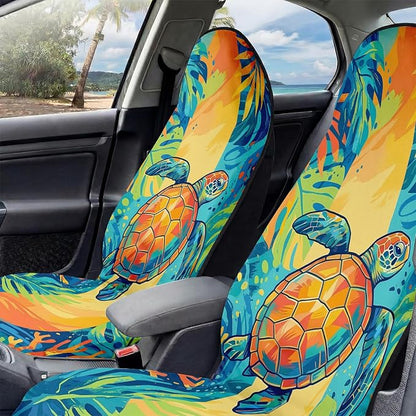 2 Pack Car Seat Towel Covers for Gym, Front Seats, Ocean Sea Turtle | Sea Sweat Protector for Front Seats Premium Thickened with Elastic Strap Breathable & Quick Dry Machine Washable Running - Image 5