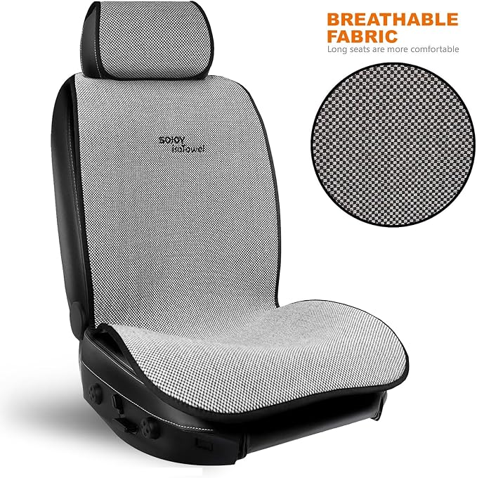 IsoTowel Car Seat Cover for Front Seat,Breathable Fabric with Non-Slip Bottom,Comfort Car Seat Protector for Cold Weather (Black & White) - Image 4
