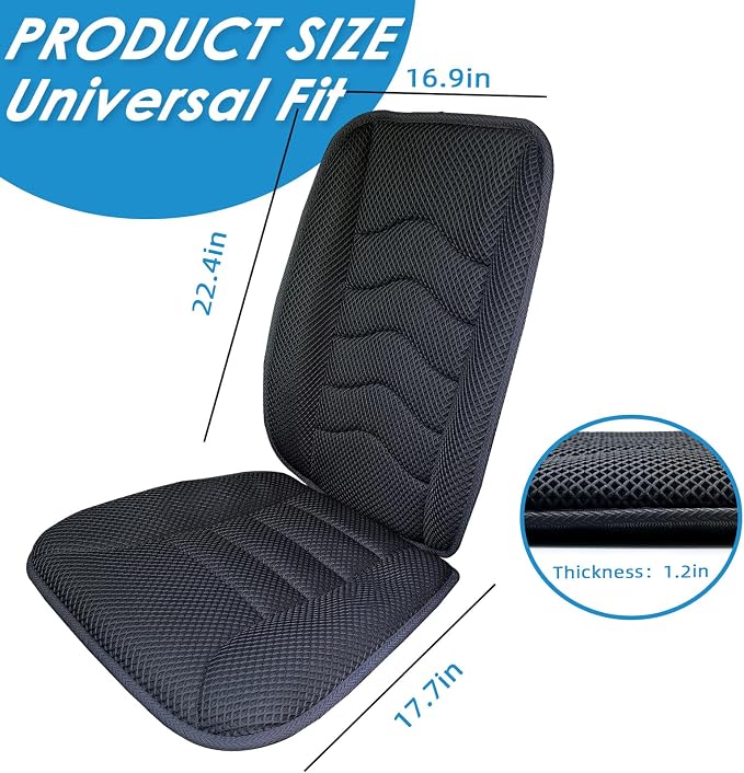 AEROiVi Car Seat Cushion with Back Support Pillow Breathable Mesh Non-Slip | Lumbar Support Car Seat Cushion for Long Sitting Comfort Seat Protector Pad Works with Truck SUV Quick Drying Washable - Image 6