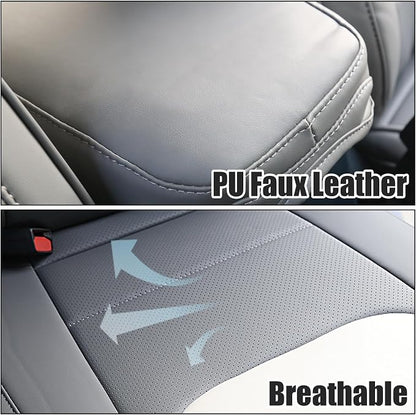 Mabett Seat Covers for 2022-2026 Maverick Accessories (Gray & White) | Full Set Seat Protectors, PU Leather, Waterproof, Breathable Fabric, Airbag Compatible, Safety Belt Cutouts - Image 7