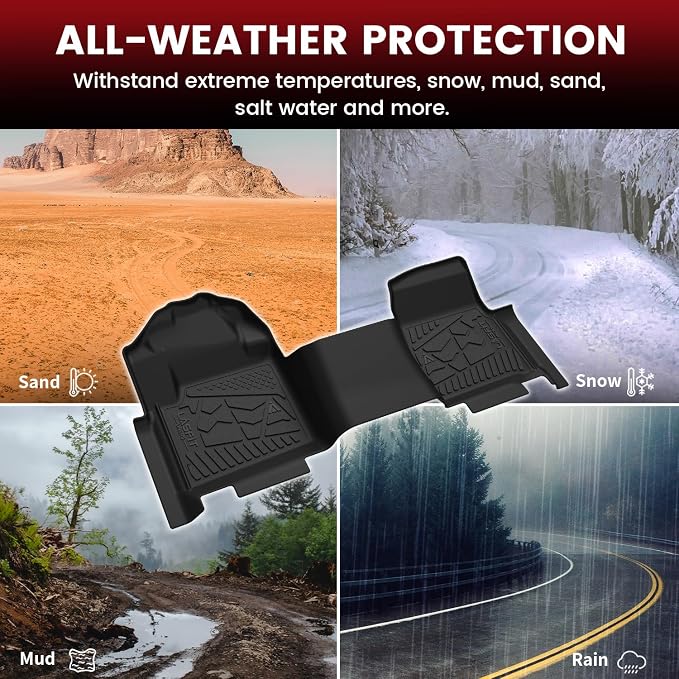 LASFIT Floor Mats for Ford F250 F350 F450 2017-2026 Regular Cab Front Bench Seat (Not Fit Row Bucket Seating) Vinly Floor Super Duty All Weather Protector TPE Car Floor Liner, only 1st, 1pcs Black - Image 7