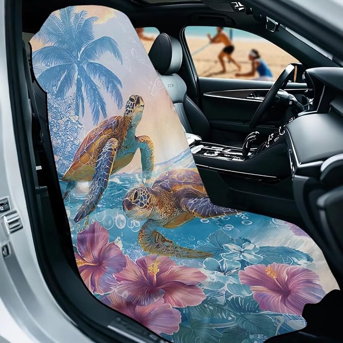 SEANATIVE Sports Towel Seat Covers for Cars - Quick-Dry Sweat Towels for Gym, Hiking & Beach with Anti-Scratch Design (Machine Washable, Universal Fit), Hawaii Sea Turtle Pattern - Image 2
