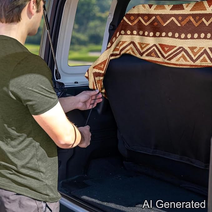 Brown American Tribal Aztec Print Bench Seat Cover for SUV Waterproof Car Seat Cover Non-Slip Dog Car Seat Cover for Back Seat Heavy Duty Backseat Protector for SUV Sedan Truck - Image 5