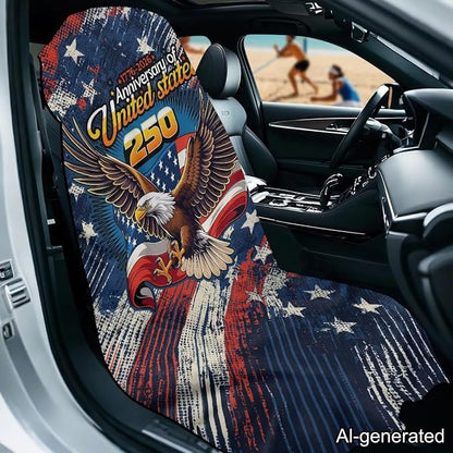 Horeset American Eagle Car Seat Towel Cover – Quick-Dry Patriotic Front Seat Protector, Universal Fit for SUV Trucks Cars Sedan Van, Auto Interior Accessories 250th Anniversary - Image 2