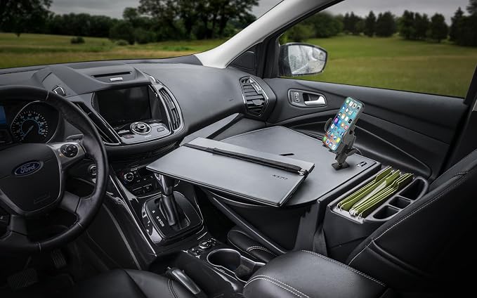 AutoExec AE-RMCD-PI-PM-BT Roadmaster Car Desk for Your Vehicle Workstation and Mobile Office, Black with 400 watt Power Inverter and Phone Mount | Vehicle Workstation, Mobile Office, 400 Watt Power Inverter, Phone Mount - Image 2