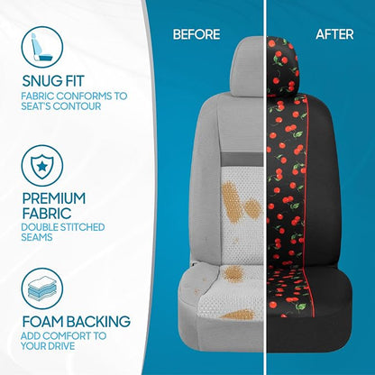 BDK Red Cherry Car Seat Covers for Front Seats, 2 Pack – Classic Pattern with Matching Headrest, Sideless Design for Easy Installation, Fits Most Car Truck Van and SUV - Image 8
