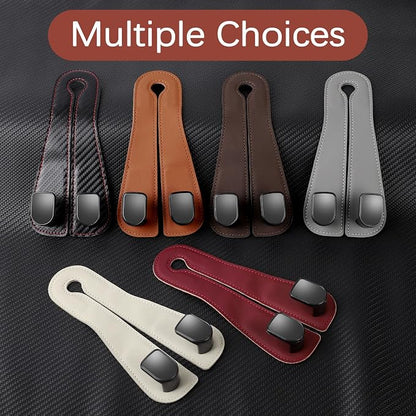 2025 Automotive Seat Back Hooks,Leather Car Seat Hooks,Dual Headrest Organizer Hangers for Purses, Bags & Phones, 2 in 1 Car Headrest Hidden Hook for Tidy Organization,Pack of 2(Ivory White) - Image 5