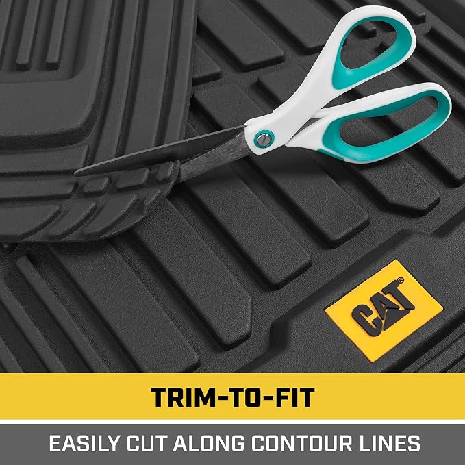 CAT® ToughRide™ Heavy-Duty 4 Piece Black Floor Mats for Cars - Trim to Fit All-Weather Rubber Car Mats Full Set - Truck Mats & Cars Floor Mats - Interior Accessories for SUVs & Car Rug Protection - Image 6