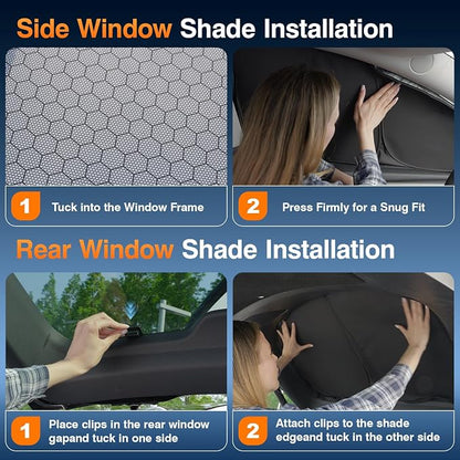 Custom Fit Toyota RAV4 Side Window Sun Shade 1996-2021, Rear Blackout 7PCS | Graphene honeycomb heat blocking fabric, embedded no-suction setup, no magnets, blackout privacy, folds for compact SUV trips - Image 7