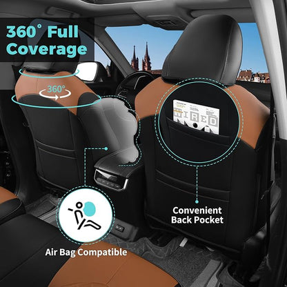 Custom Seat Covers for Toyota Highlander 2020-2024 8 Seats | black brown, faux leather, 2nd row 40/60 split bench, waterproof, breathable, airbag compatible, stain resistant - Image 2
