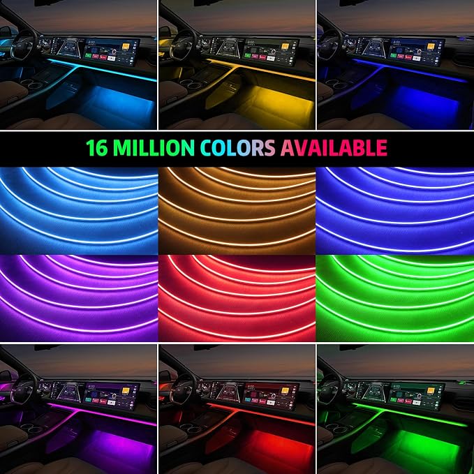 Acrylic Interior Car Lights, AMKI Car LED Strip Light with APP Control, Accessories Car Ambient Light Kit with RGB 14 in 1 and 175 inches 593 LEDs, 16 Million Colors Music Active Neon Lighting - Image 3